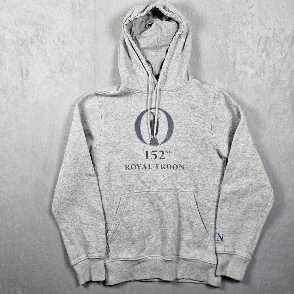 British Open Hoodie Mens Gray XS 152nd Royal Troon Sweatshirt Drawstrings Golf